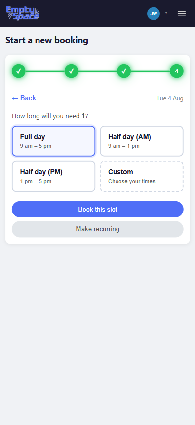 Mobile quick-book step